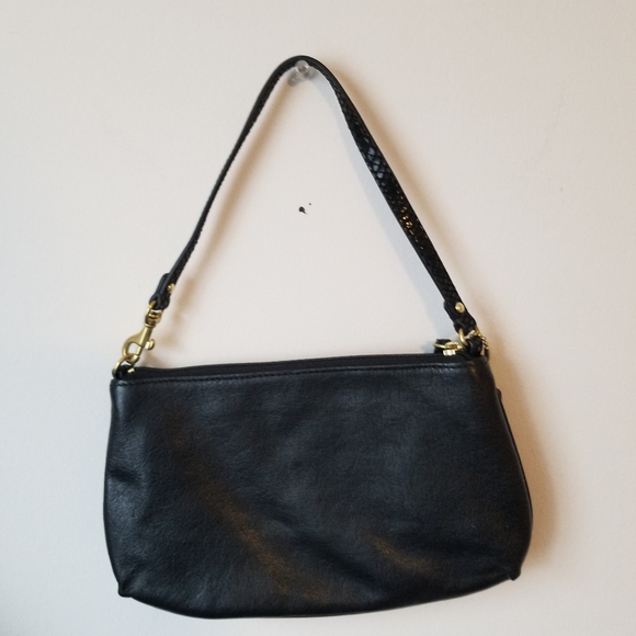 Vintage Coach Black Leather Wristlet - Zippered - Clutch Purse - Cursive Logo - Picture 7 of 7